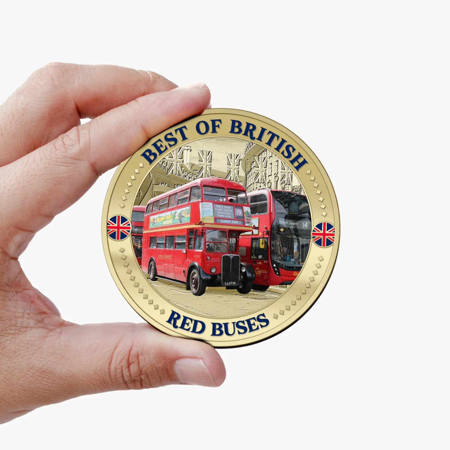 Best of British – London Bus 50mm Gold Plated Commemorative Medal - Image 3