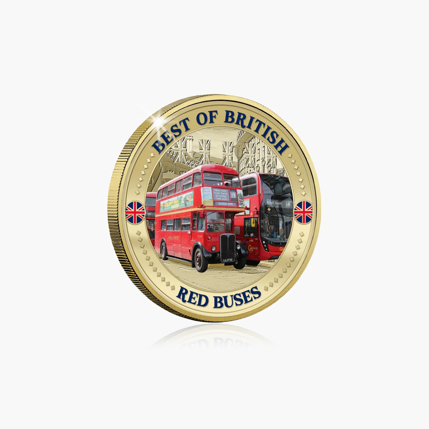 Best of British – London Bus 50mm Gold Plated Commemorative Medal - Image 6