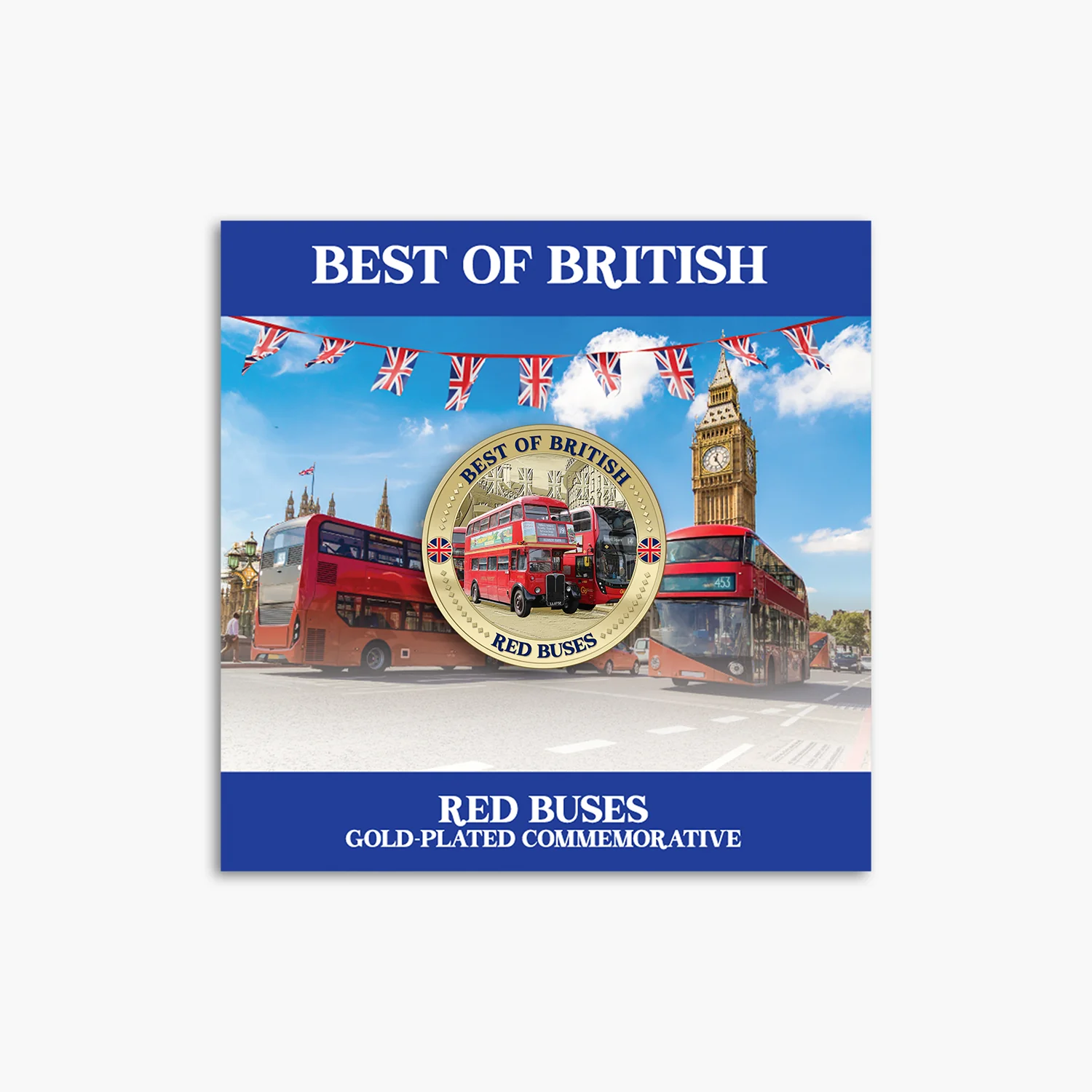 Best of British – London Bus 50mm Gold Plated Commemorative Medal - Image 7