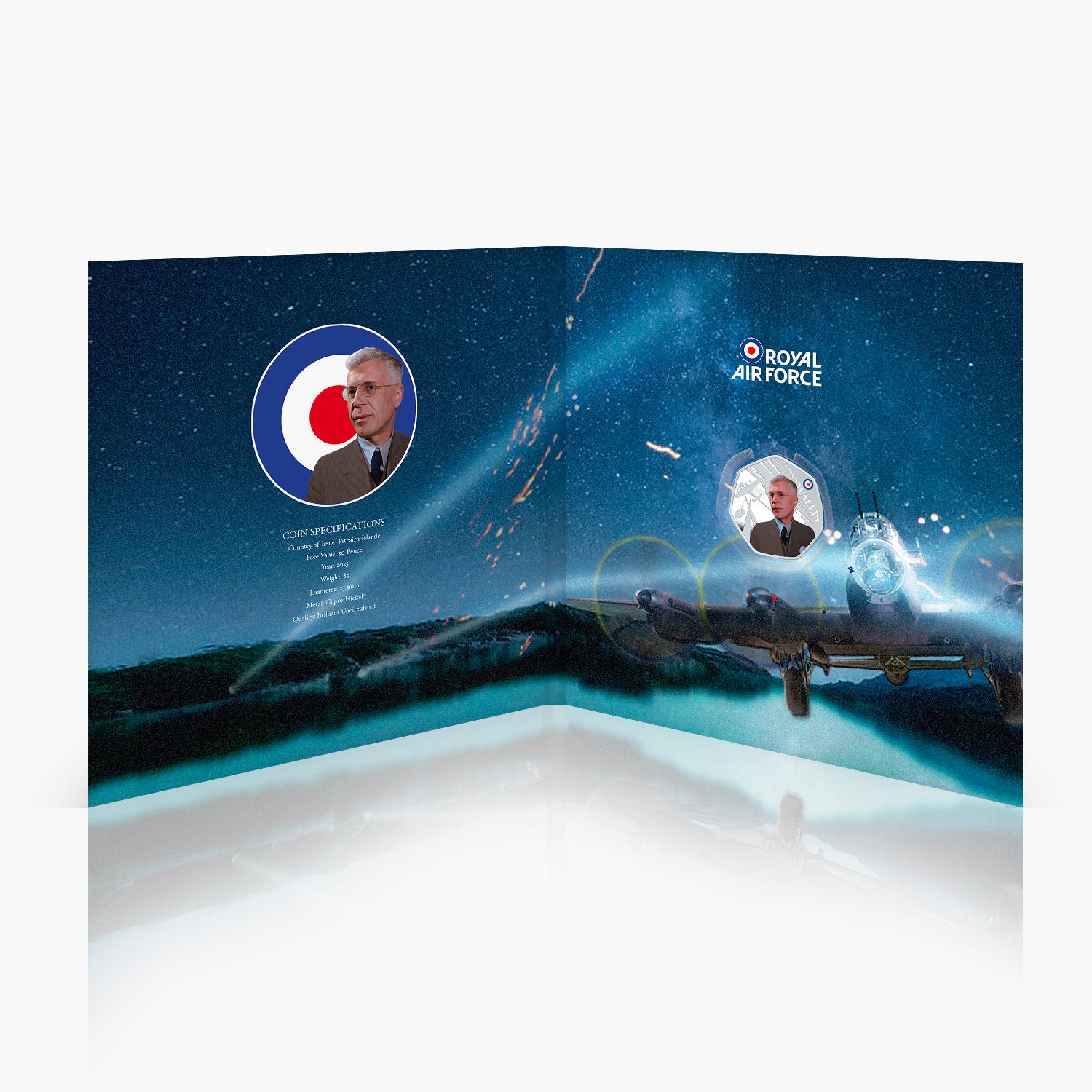 Dambusters 80th - Barnes Wallis 50p Brilliant Uncirculated Colour Coin 2023 - Image 4