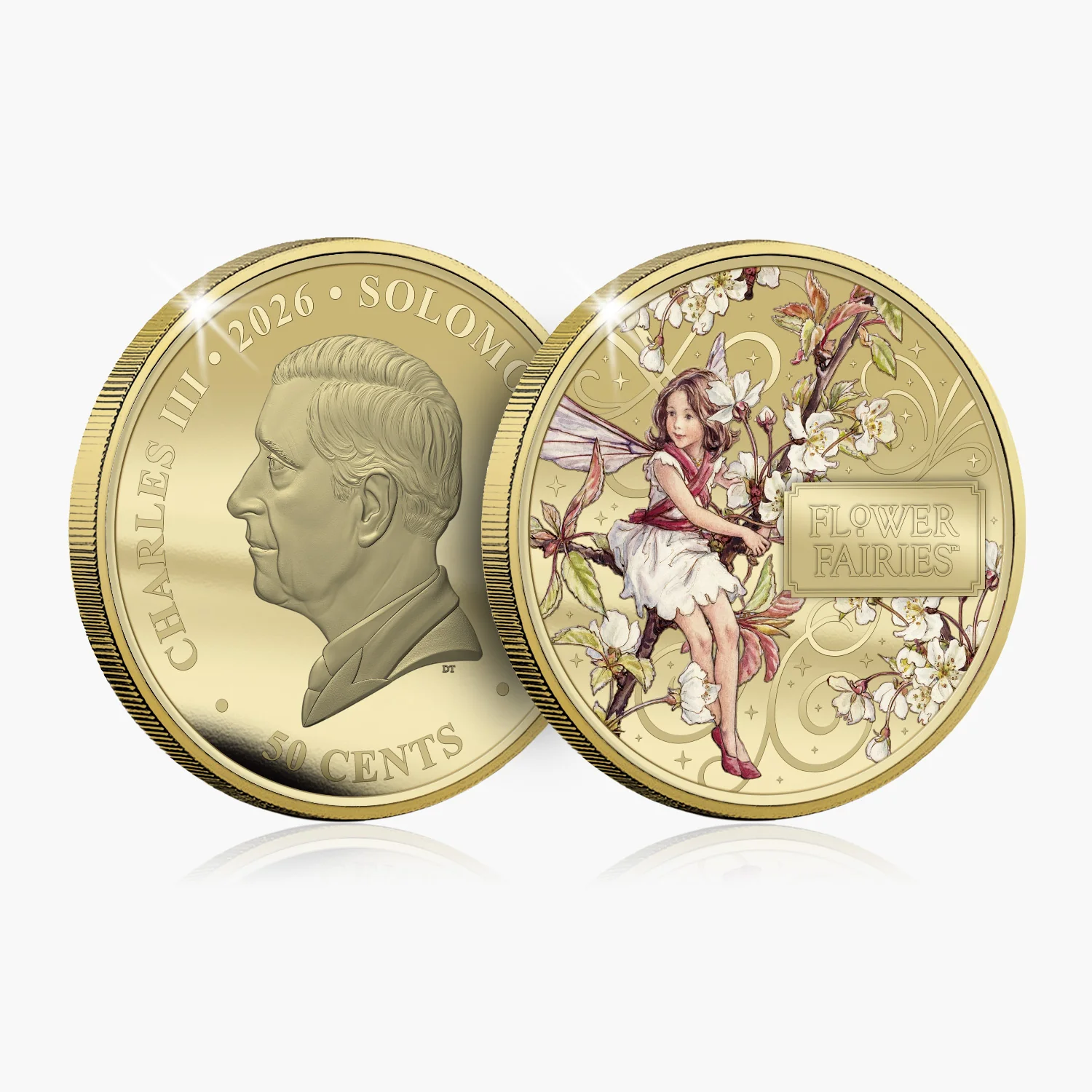 Flower Fairies 2026 The Wild Cherry Blossom Fairy Super Size Gold Luxe Edition Coin - Image 3