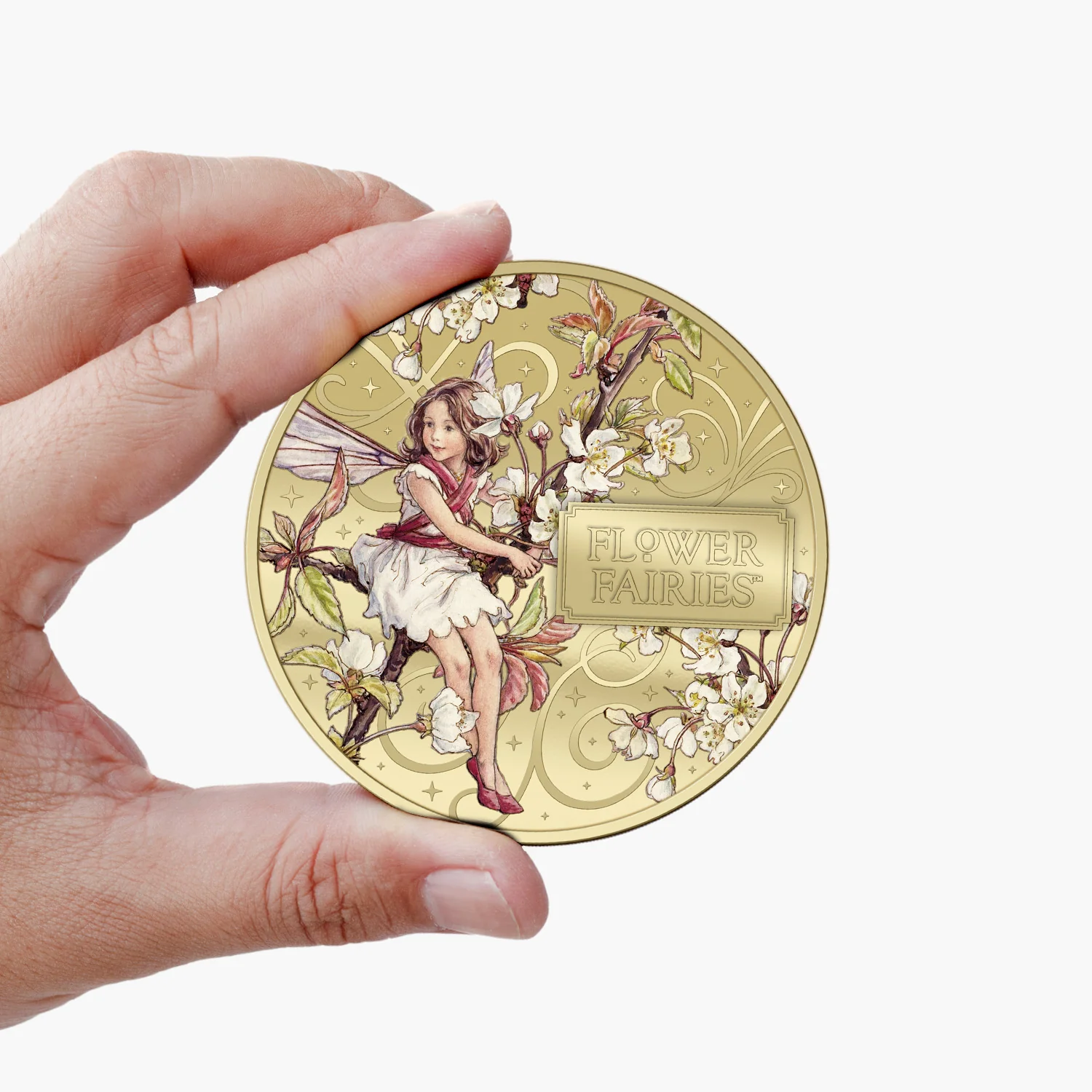Flower Fairies 2026 The Wild Cherry Blossom Fairy Super Size Gold Luxe Edition Coin - Image 6