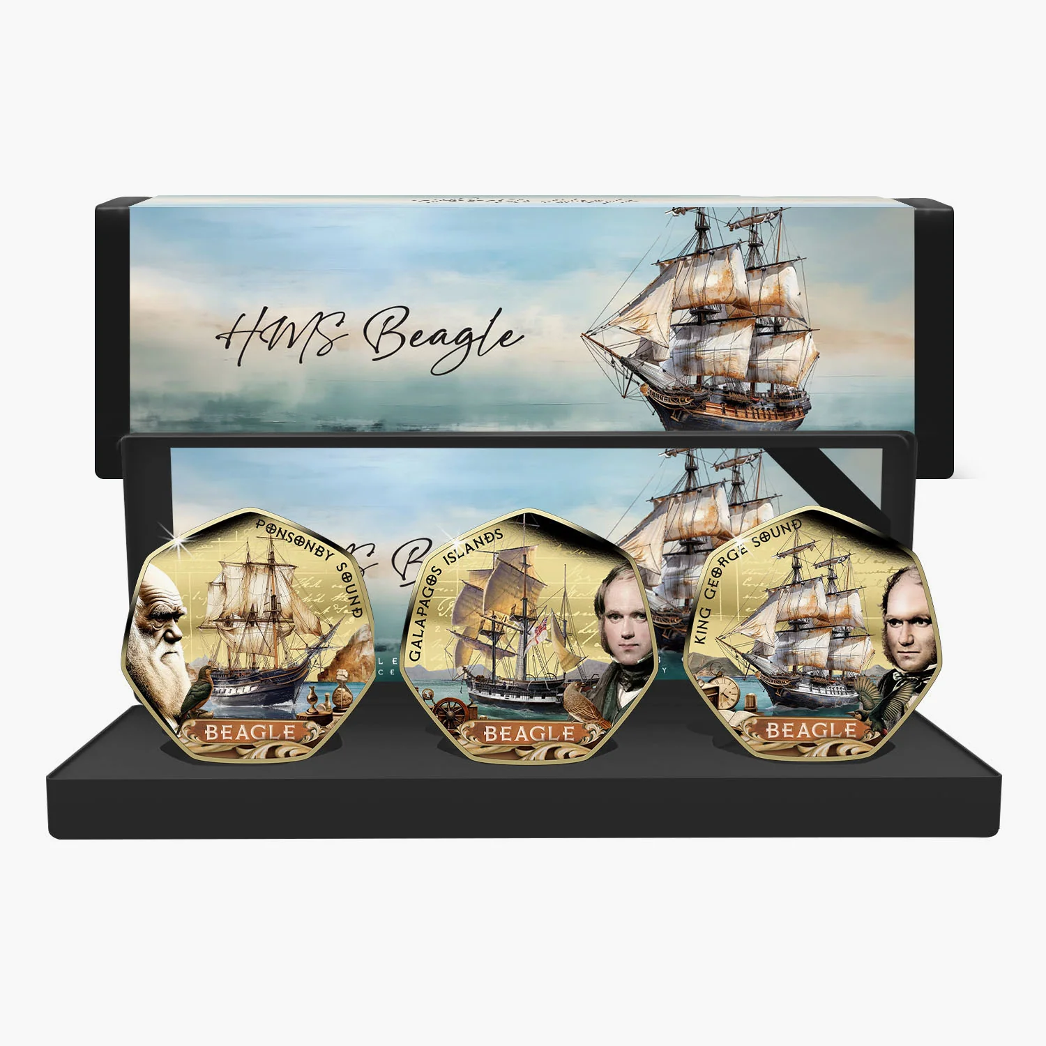 HMS Beagle Charles Darwin 2025 Gold Plated Box Set - Image 3