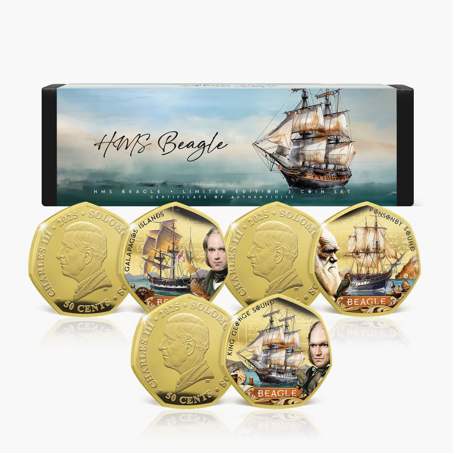 HMS Beagle Charles Darwin 2025 Gold Plated Box Set - Image 8