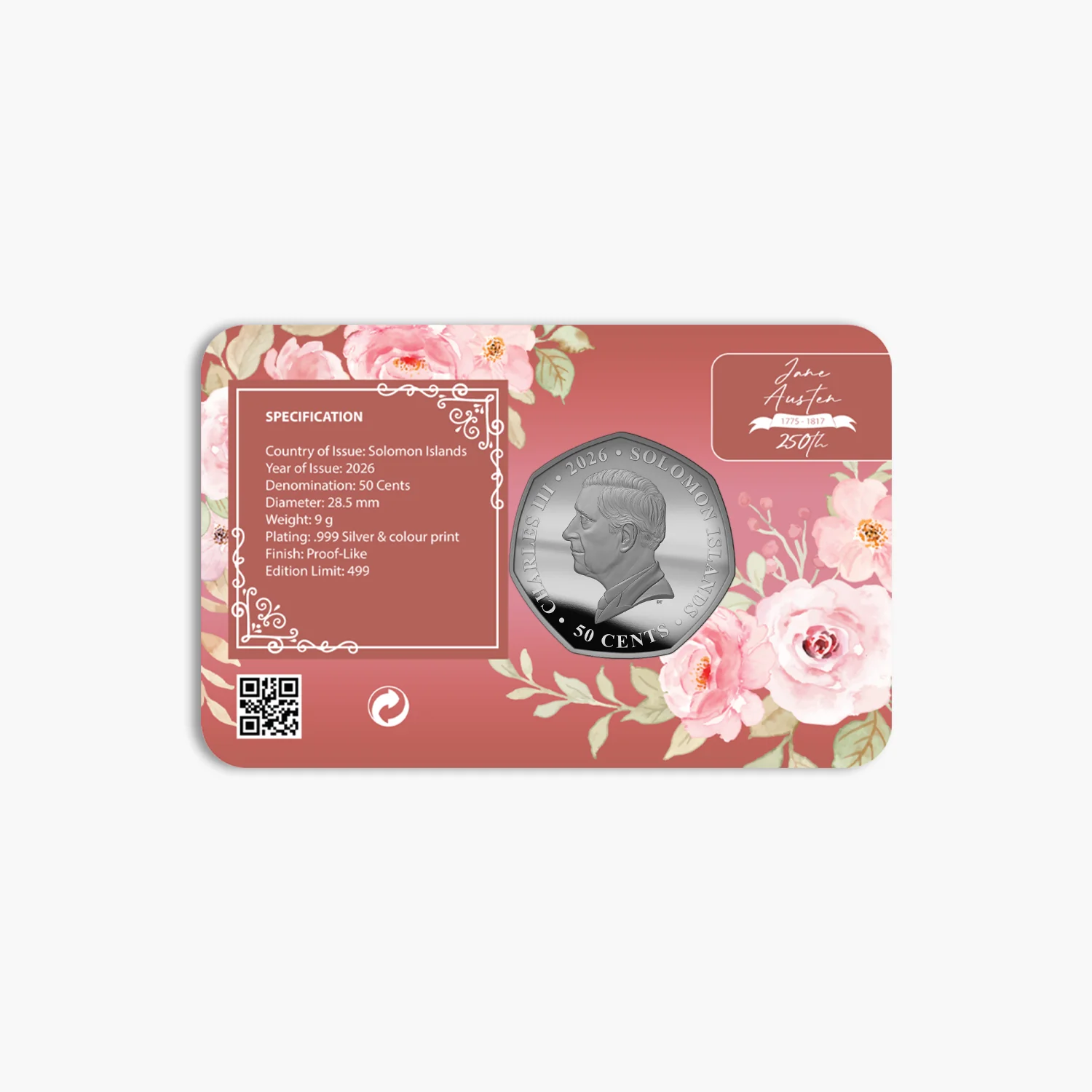 Jane Austen 250th Anniversary 2026 Silver Plated BU Coin - Image 8