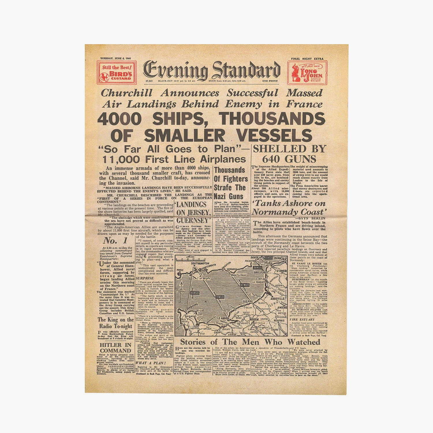 6th June 1944 - D-Day Evening Standard Newspaper - Image 4