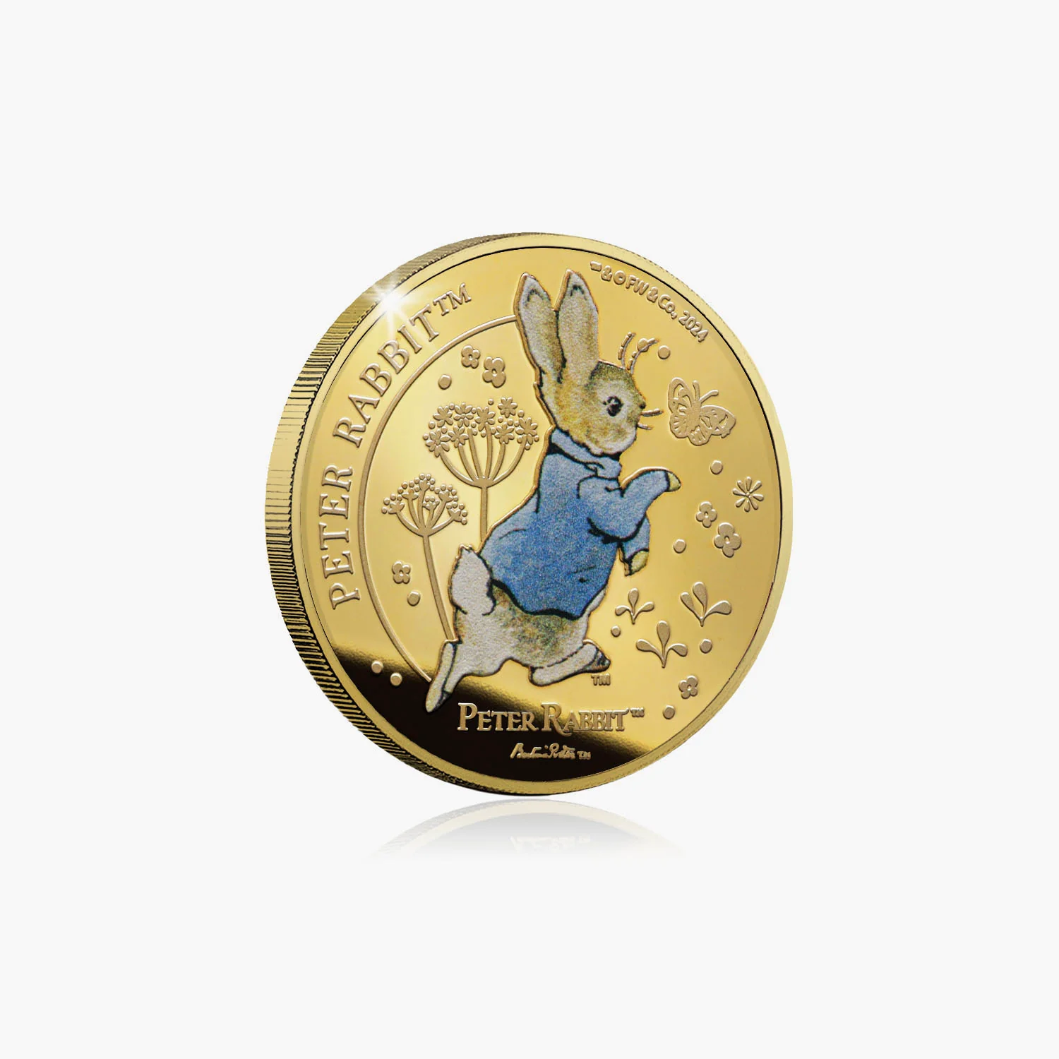2025 Whiskers and Tales Peter Rabbit 24 Carat Gold Plated Coin - Image 5