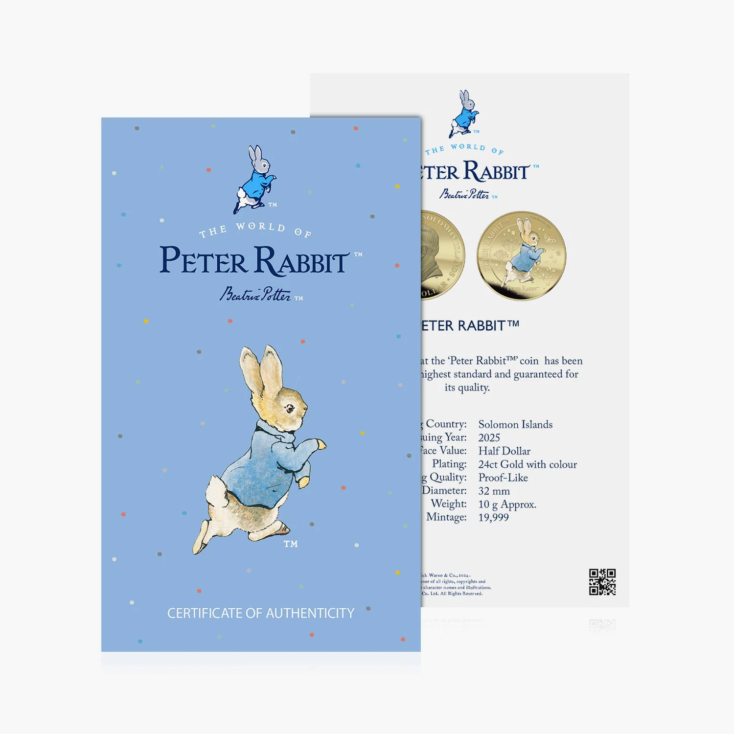 2025 Whiskers and Tales Peter Rabbit 24 Carat Gold Plated Coin - Image 4