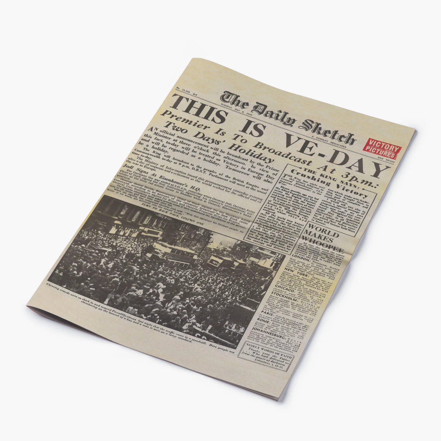 8th May 1945 - Victory in Europe VE Day Newspaper - Image 4